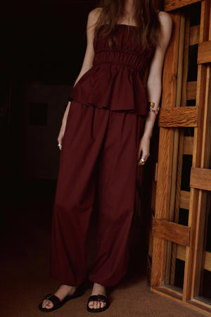 barrel regular waist broek donkerrood