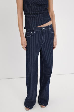 gestreepte straight leg jeans medium blue denim