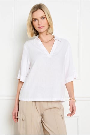 blouse met linnen ecru