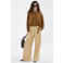 Mango wide leg high waist broek geel