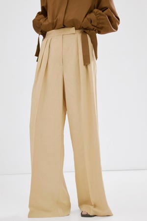wide leg high waist broek geel