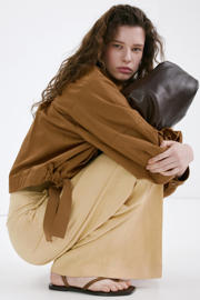 thumbnail: Mango wide leg high waist broek geel