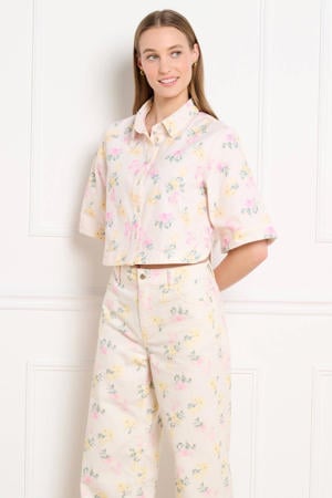 gebloemde blouse ecru