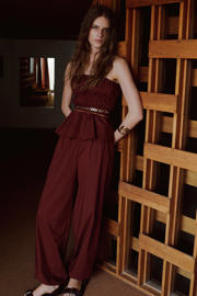 thumbnail: Mango peplum top roodbruin