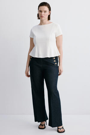 high waist bootcut jeans dark blue denim