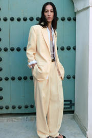 thumbnail: Mango wide leg regular waist broek lichtgeel