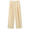 Mango wide leg regular waist broek lichtgeel