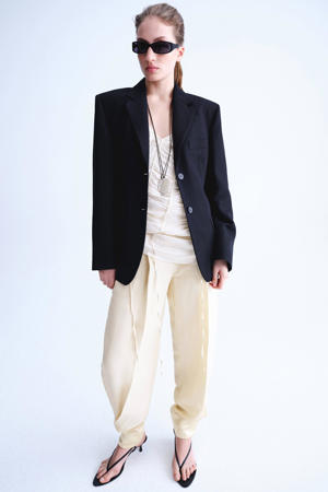 barrel regular waist broek lichtgeel
