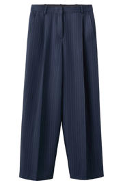 thumbnail: Mango wide leg regular waist broek met krijtstreep donkerblauw