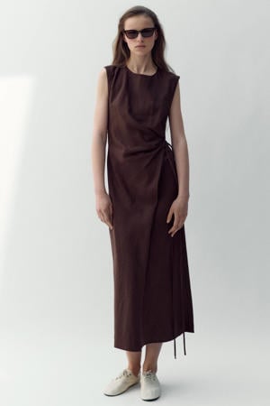 midi jurk bruin