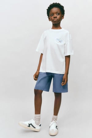 short medium blue denim