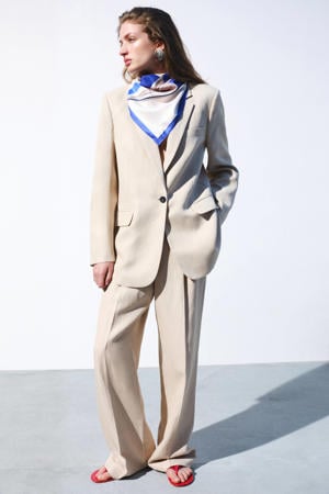 wide leg regular waist broek beige