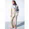 Mango wide leg regular waist broek beige