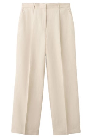 wide leg regular waist broek beige