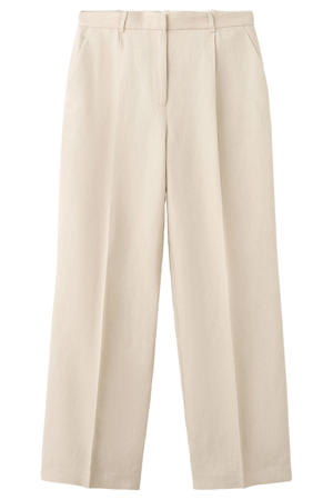 wide leg regular waist broek beige