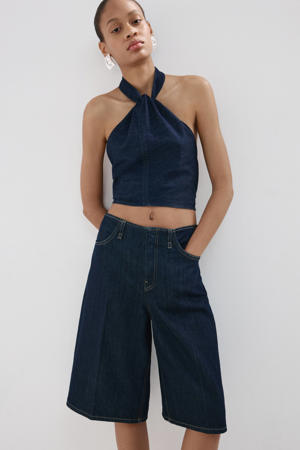 baggy regular waist short dark blue denim