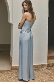 thumbnail: Mango wide leg regular waist broek lichtblauw