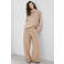 Mango wide leg regular waist broek met krijtstreep beige