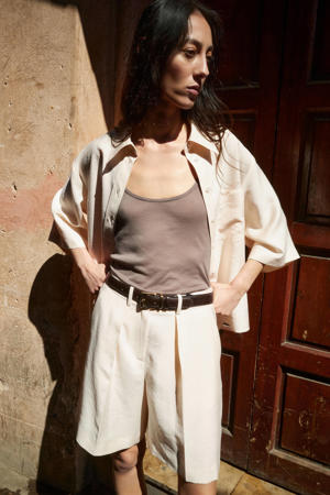 regular waist bermuda short beige