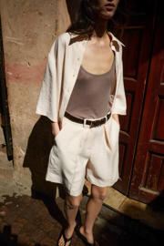 thumbnail: Mango regular waist bermuda short beige