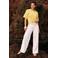 LOLALIZA wide leg high waist broek wit broderie