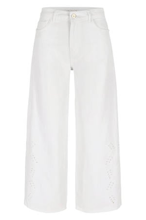 wide leg high waist broek wit broderie