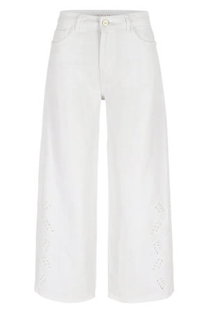 wide leg high waist broek wit broderie