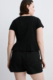 thumbnail: Mango straight regular waist short grey denim
