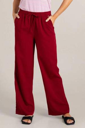 wide leg regular waist broek rood