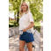 Sanny x LOLALIZA x Wehkamp regular high waist denim short medium blue denim