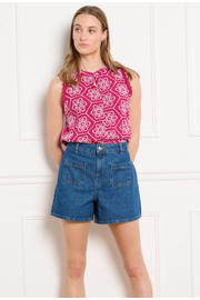 thumbnail: Sanny x LOLALIZA x Wehkamp regular high waist denim short medium blue denim