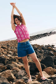 thumbnail: Sanny x LOLALIZA x Wehkamp regular high waist denim short medium blue denim