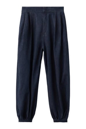 high waist barrel fit jeans dark blue denim