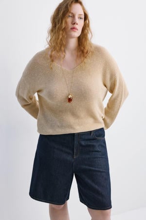 regular waist short medium blue denim