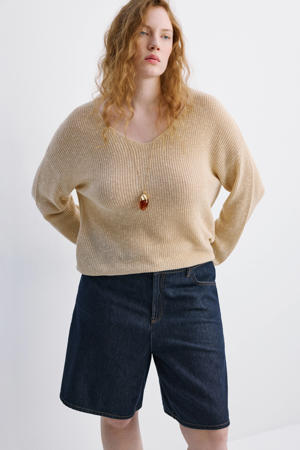 regular waist short medium blue denim
