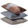 WOOOD LAON sierkussen velvet NATUREL/BLAUW (set van 3) (45x45x10 cm)
