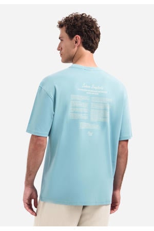 relaxed T-shirt met backprint blauw