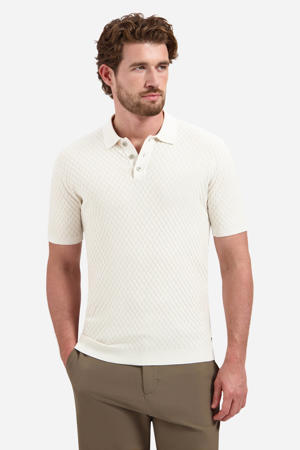 regular polo met ingebreid patroon ecru
