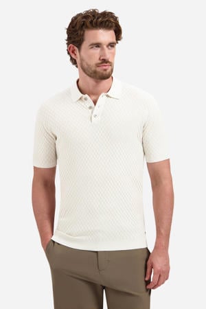 regular polo met ingebreid patroon ecru