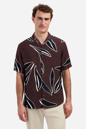 regular casual overhemd donkerbruin