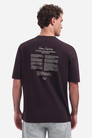 relaxed T-shirt met backprint donkerbruin