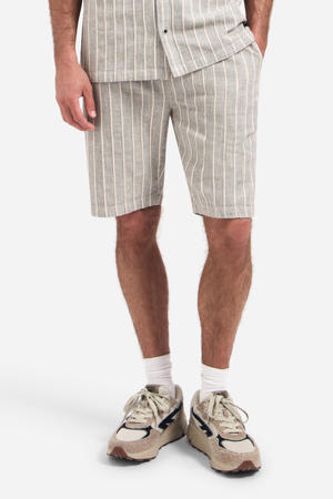 regular fit gestreepte chino short - zand