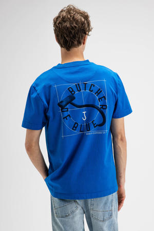 regular fit t-shirt met backprint - poolblauw