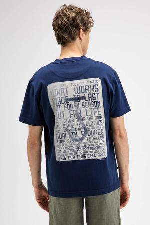 regular fit T-shirt met backprint - donkerblauw