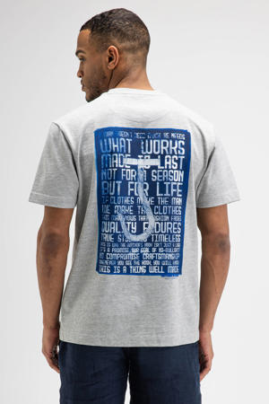 regular fit T-shirt met backprint - grijs gemêleerd