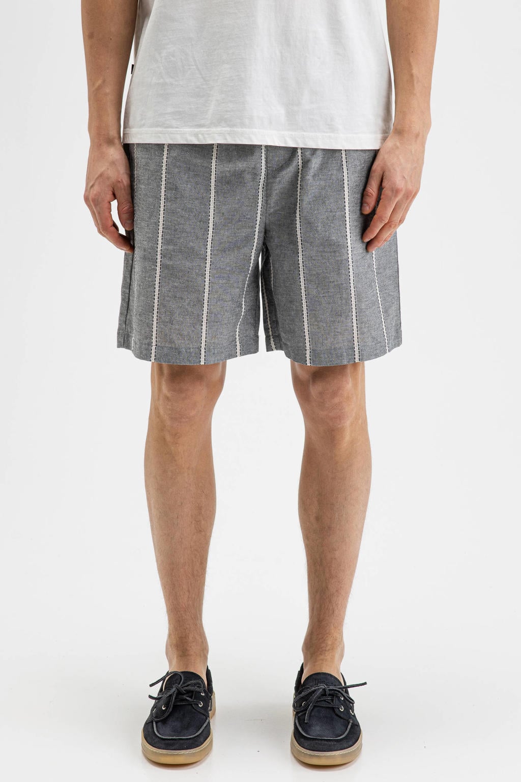 Butcher of Blue regular fit gestreepte casual short - alaska blauw