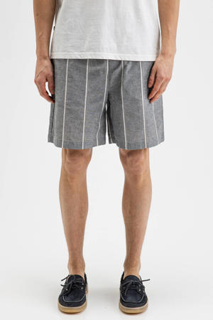 regular fit gestreepte casual short met elastische boord - alaska blauw