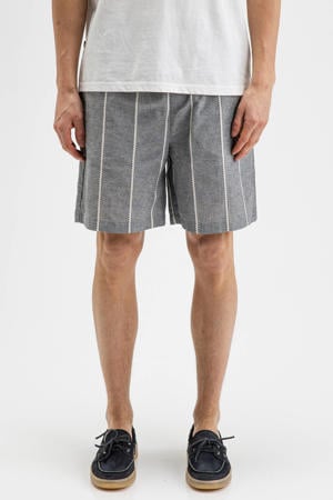 regular fit gestreepte casual short met elastische boord - alaska blauw
