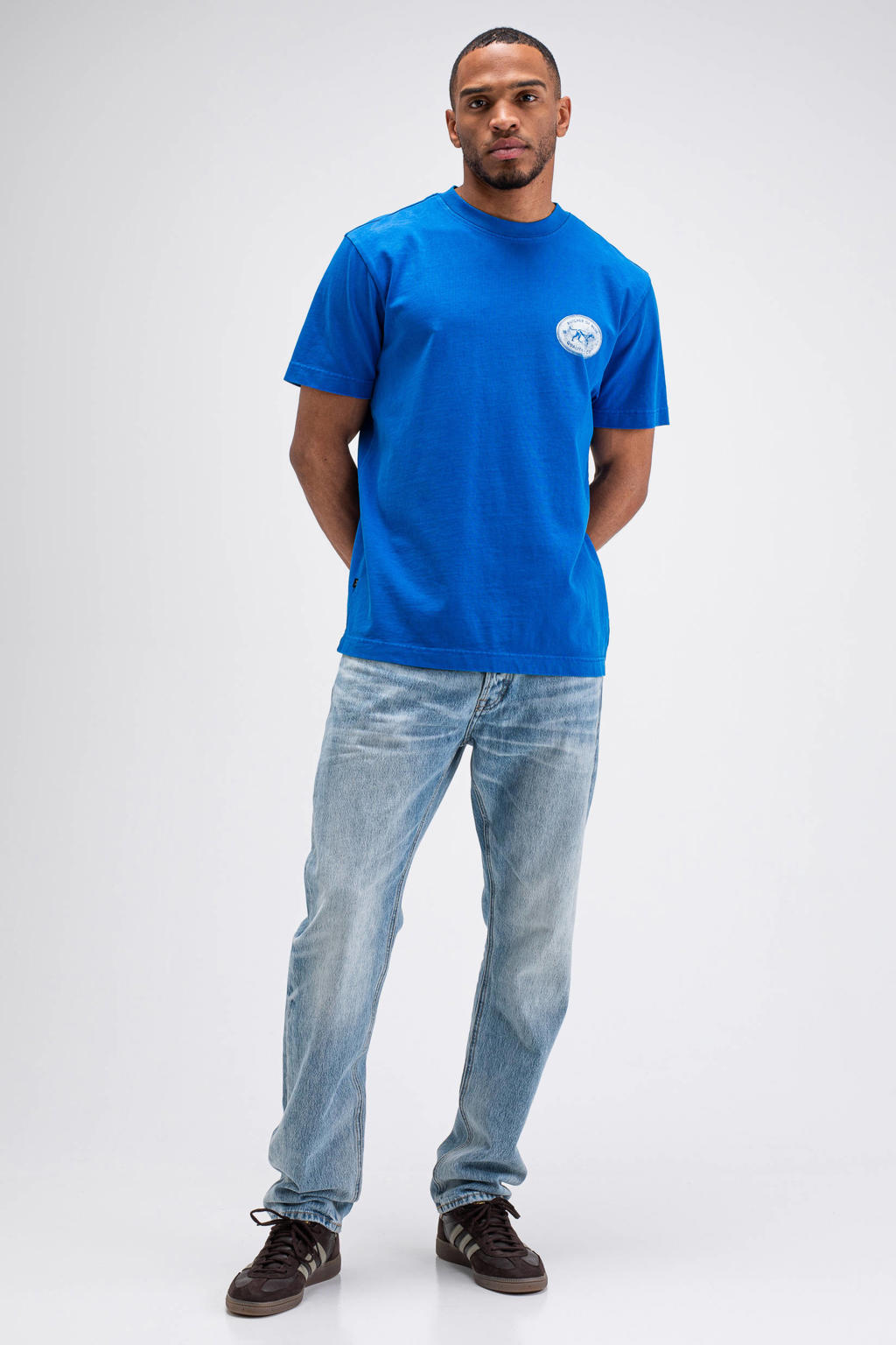 Butcher of Blue regular fit T-shirt met print - blauw