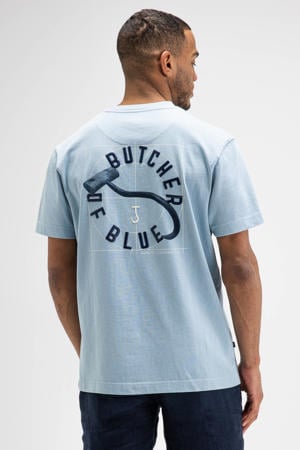 regular fit T-shirt met backprint - lichtblauw